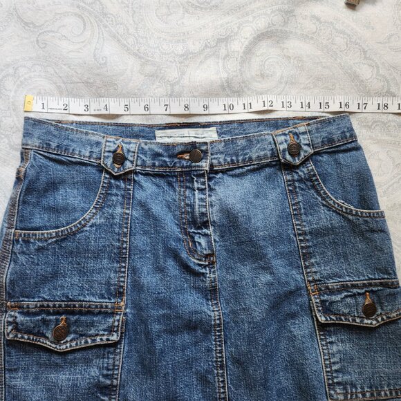 [10] Cherokee Denim Miniskirt size 10 six pockets 100% cotton jean skirt pockets - Picture 10 of 12